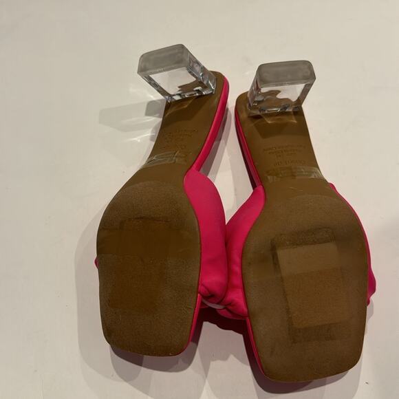 Open Edit NWOT Cleo Sandals in Pink Rouge with Clear Heel. - Picture 5 of 11